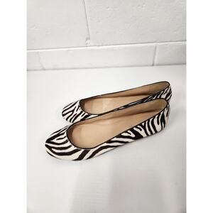J.Crew Collection Women's Nora Calf Hair Leather Zebra Ballet Flats, Sz 9, Brown